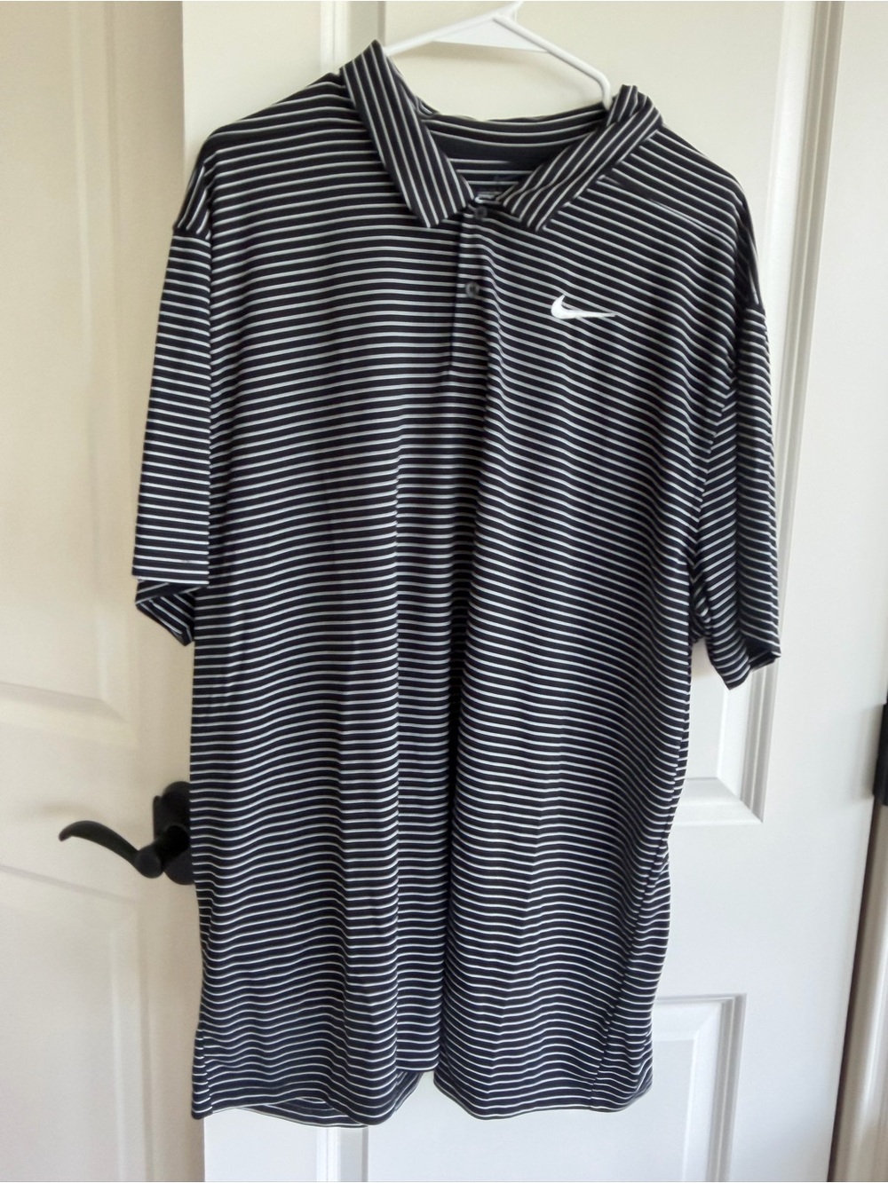 Nike Dri Fit Men’s Black & White Striped Golf Polo Shirt Size XXL